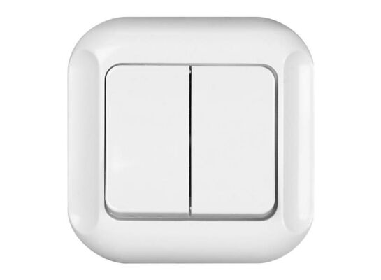 Wyłącznik dwuklawiszowy świecznikowy Topaz biały