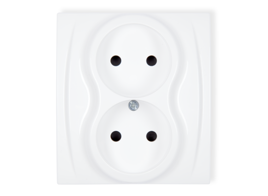 Gniazdo podwójne bez uziemienia Logo białe