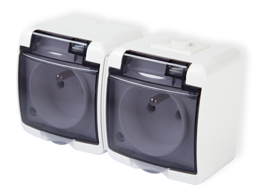 Gniazdo podwójne z uziemieniem HydroLuxe białe