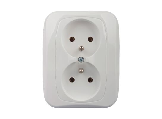 Gniazdo podwójne z uziemieniem Atut białe