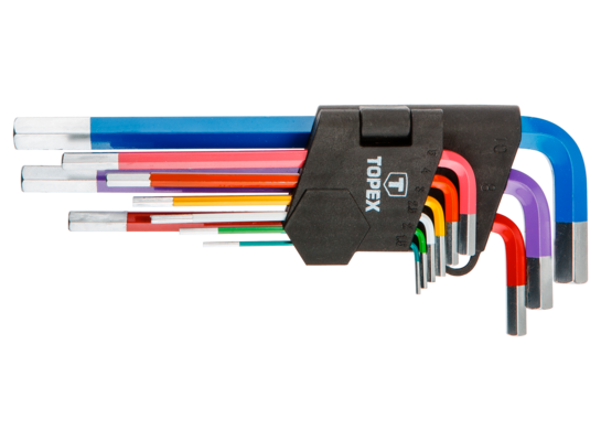 Klucz sześciokątny, kolorowe, zestaw 9 sztuk TOPEX