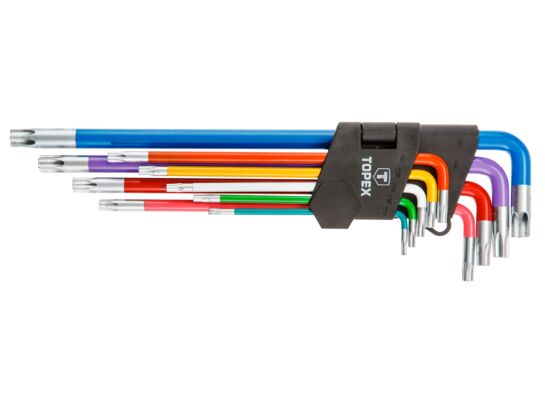 Klucz Torx, kolorowe, zestaw 9 sztuk TOPEX