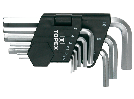 Klucz sześciokątny 1,5 - 10 mm, zestaw 9 sztuk TOPEX
