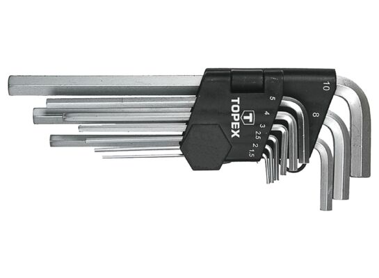 Klucz sześciokątny 1,5 - 10 mm, zestaw 9 sztuk TOPEX