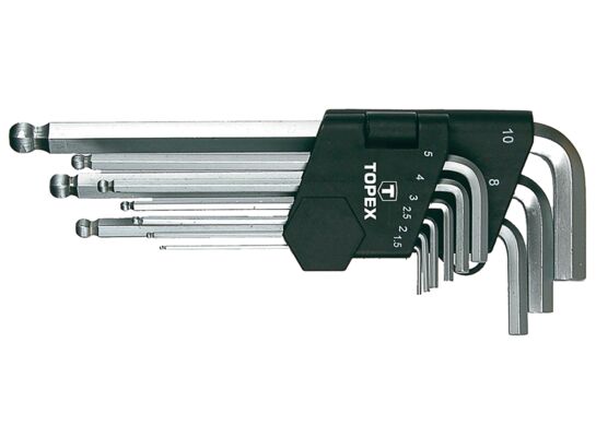 Klucz sześciokątny 1,5 - 10 mm, zestaw 9 sztuk TOPEX