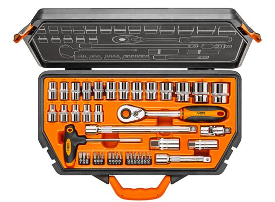Klucz nasadowy 1/2", zestaw 42 sztuki NEO