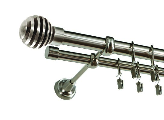 Karnisz podwójny ZEUS Ø25, 160 cm luka nikiel