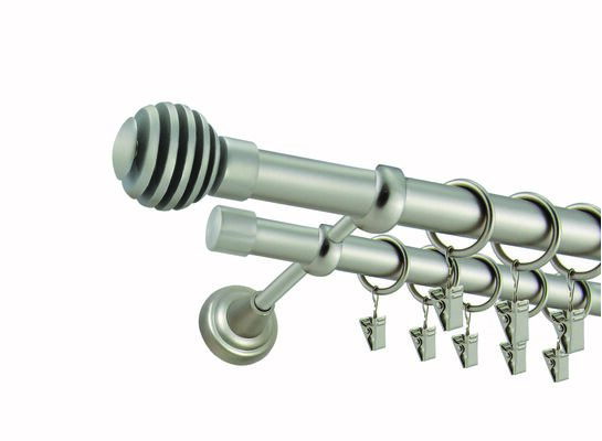 Karnisz podwójny ZEUS Ø25, 200 cm luka satyna