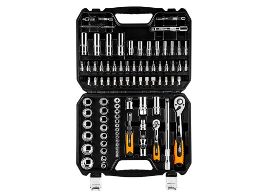Klucz nasadowy 1/4", 1/2" zestaw 86 sztuk CrV NEO