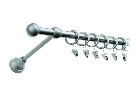 Karnisz pojedynczy motyw kuty Ø16, 160 cm srebro mat kulka