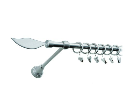 Karnisz pojedynczy motyw kuty Ø16, 160 cm srebro mat płomyk