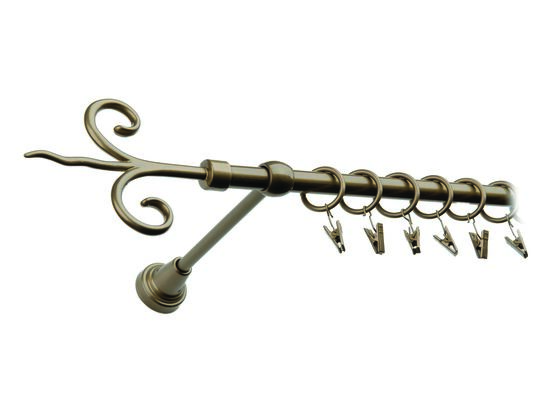 Karnisz pojedynczy motyw kuty Ø16, 240 cm stare złoto fantazja