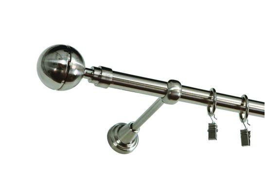 Karnisz pojedynczy ZEUS Ø19, 240 cm kula nikiel