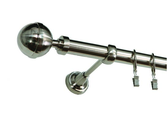 Karnisz pojedynczy ZEUS Ø25, 160 cm kula nikiel