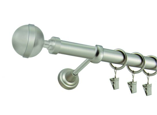 Karnisz pojedynczy ZEUS Ø25, 160 cm kula satyna