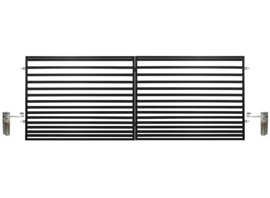 Brama dwuskrzydłowa Daniel ocynk czarny struktura 400 x 150 cm z automatem Polbram