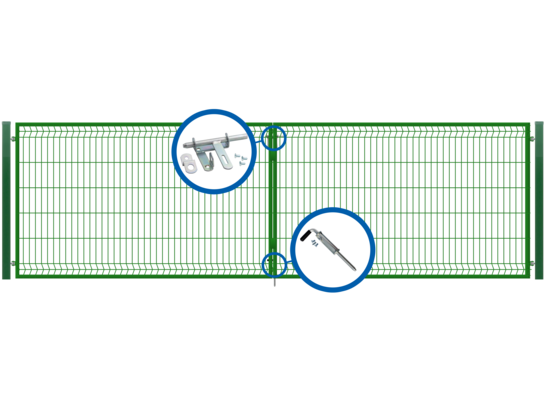 Brama dwuskrzydłowa 3D ocynk zielony 400 x 120 cm komplet Polbram