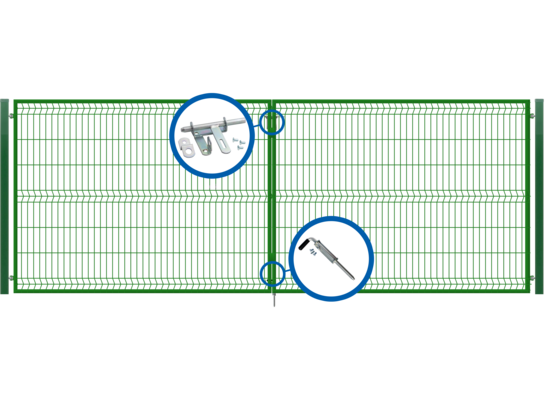 Brama dwuskrzydłowa3D ocynk zielony 400 x 150 cm komplet Polbram