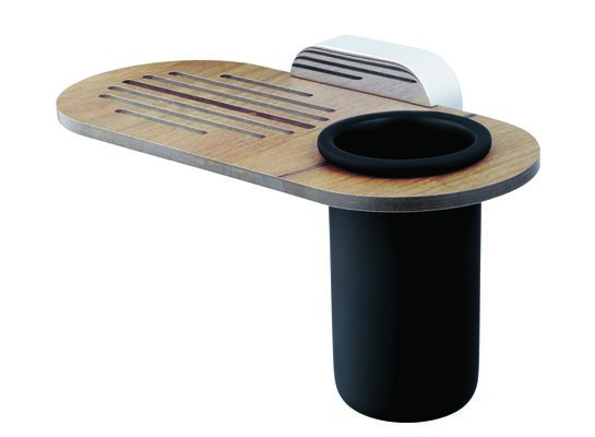 Mydelniczka z pojemnikiem na szczoteczki Bergen drewno/chrom