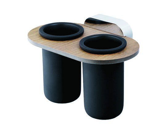 Szklanka podwójna Bergen drewno/chrom