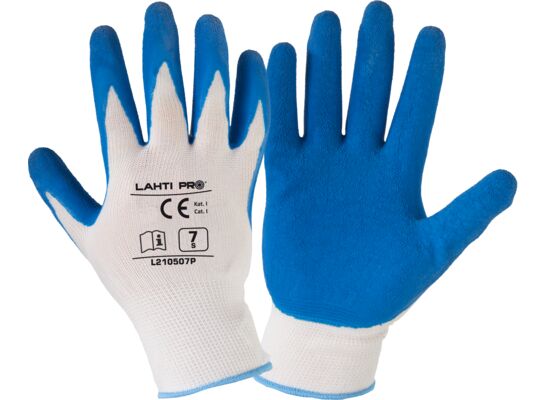 Rękawice ochronne lateksowe LAHTI PRO niebiesko-białe 7