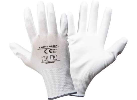 Rękawice ochronne PU LAHTI PRO białe 10