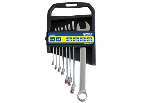 Klucze oczkowo-płaskie MEGA 8 sztuk, (6-19 mm)