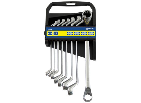 Klucze oczkowe odgięte MEGA 6 sztuk, (6x7-16x17 mm)