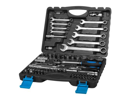 Zestaw MEGA 82 sztuki, nasadki 1/2", 1/4",4-32 mm z kluczem płasko-oczkowym 8-22 mm