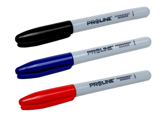Markery permanentne "okrągłe" 3 sztuki PROLINE czarny, niebieski, czerwony