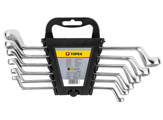 Klucz oczkowy odgięty 6 - 17 mm, zestaw 6 sztuk TOPEX