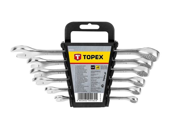Klucz płasko - oczkowy 8 - 17 mm, zestaw 6 sztuk TOPEX