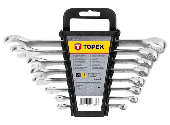 Klucz płasko - oczkowy 6 - 19 mm, zestaw 8 sztuk TOPEX