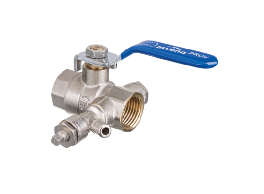 Zawór kulowy z zaworem spustowym z dźwignią stalową 3/4" GW Invena Prov