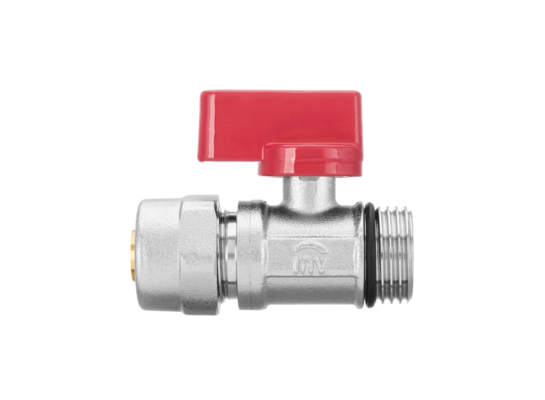 Zawór kulowy MINI z dławikiem ze złączką pex 1/2" x 16 czerwony Invena Prov