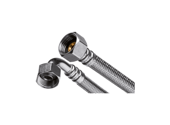 Wężyk w oplocie ze stali nierdzewnej z giętą końcówką 90° 3/4" 250 cm GW Invena 