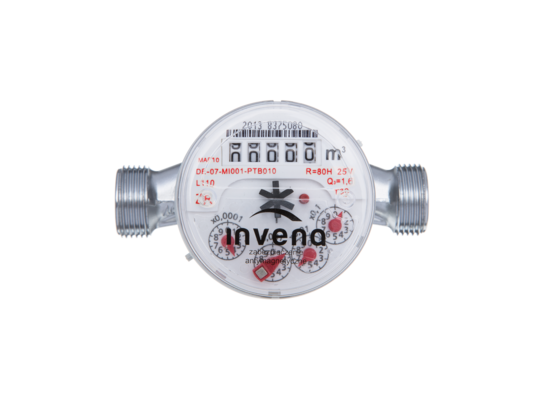 Wodomierz jednostrumieniowy woda ciepła 1/2" bez śrubunków 1,6 mᶟ Invena 