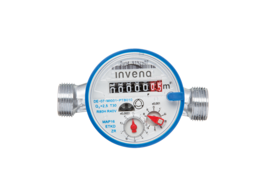 Wodomierz jednostrumieniowy woda zimna 1/2" bez śrubunków 2,5 mᶟ Invena 