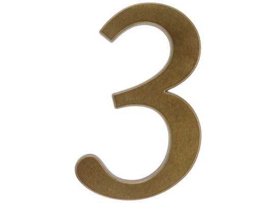 Cyfra aluminiowa "3" 190 mm brąz transparent