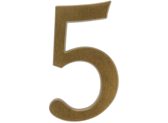 Cyfra aluminiowa "5" 190 mm brąz transparent