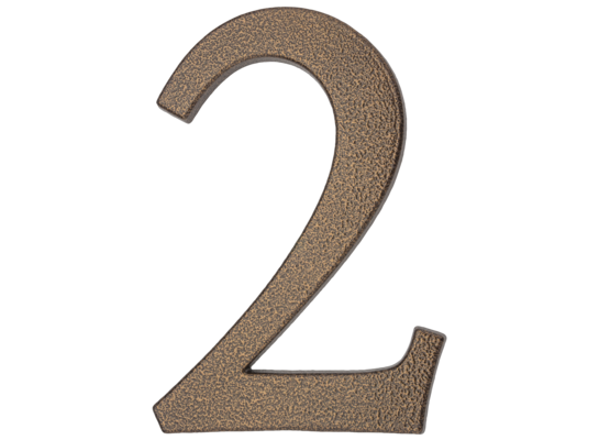 Cyfra aluminiowa "2" 190 mm złoty brąz