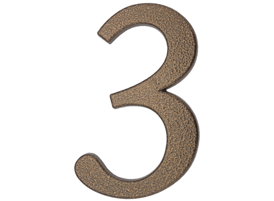Cyfra aluminiowa "3" 190 mm złoty brąz