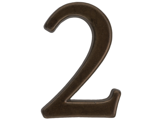 Cyfra "2" ZnAl brąz transparent 50 mm