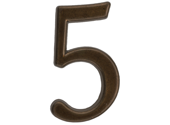 Cyfra "5" ZnAl brąz transparent 50 mm