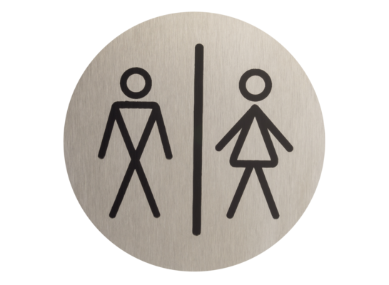 Oznaczenie WC męskie/damskie ANO 75 mm inox