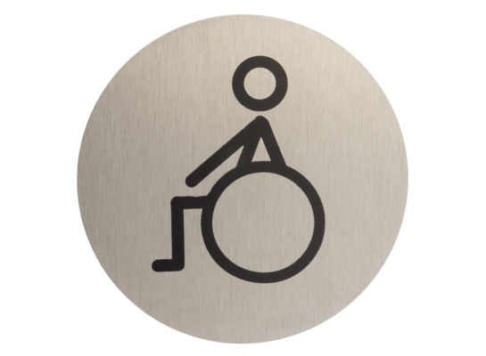 Oznaczenie WC niepełnosprawni ANO 75 mm inox