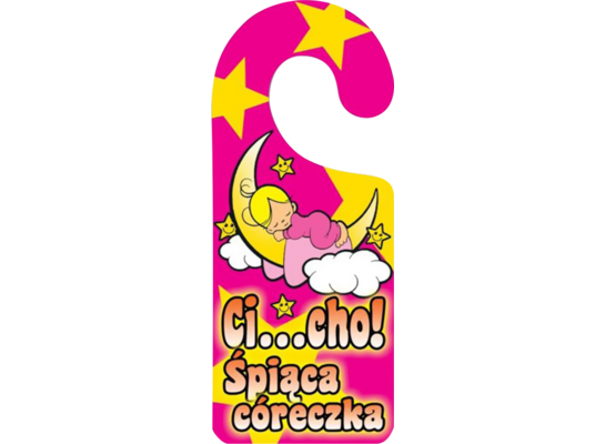 Oznaczenie "Cicho! Śpiąca córeczka" 8 x 19 zawieszka