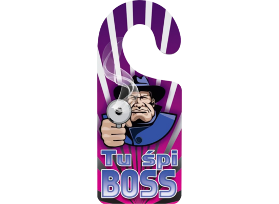 Oznaczenie "Tu śpi Boss" 8 x 19 zawieszka