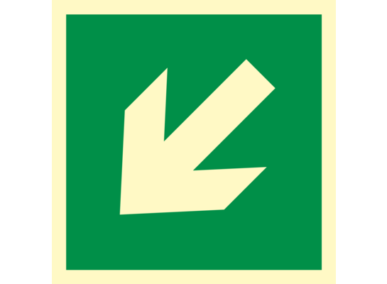Oznaczenie "Kierunek drogi ewakuacyjnej skos" 15 x 15