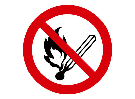 Oznaczenie "Zakaz używania otwartego ognia" 15 x 15